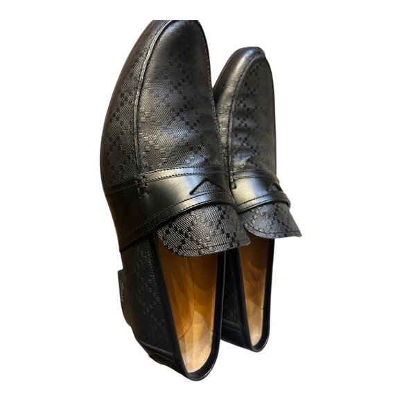 Gucci Hilary Lux Diamante Black Leather Men's Loafers 8 1/2 - Picture 3 of 4